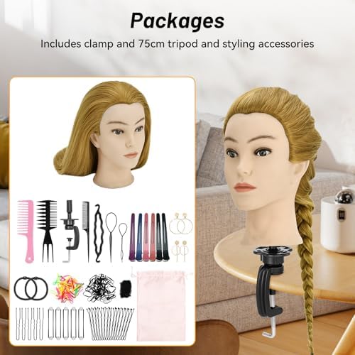 24" Mannequin Head with Hair for Hairdressing Training and Hair Styling - Image 7