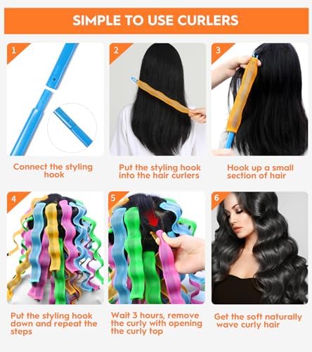 42 Pcs Heatless Wave Curlers for Short Hair, Easy Styling Hook, 9.8 Inch - Image 6
