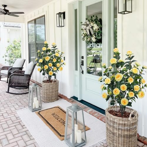 2 Pack 43.3"/3.6FT Artificial Camellia Trees for Outdoor - Image 5