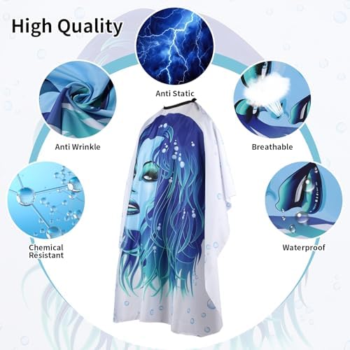 Professional Hair Cutting Cape with Neck Duster Brush, Large Size Salon Barber Cape for Men, Women and Kids (Girls) - Image 3