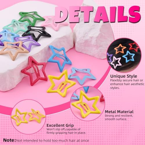 100PCS Colorful Star Hair Clips,1.18Inch Y2K Star Hair Accessories Barrette - Image 4