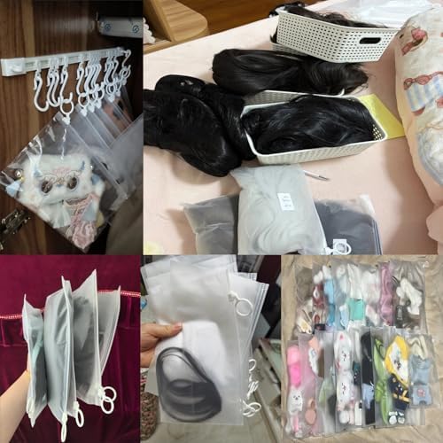 10 Pack Wig Storage Bags Transparent Hair Extensions Slider Bag Organizer Non-tangle Carry Pouch for Travel Packaging Human Hair Bundles Messy Bun Hair Piece Body Wave Bundles Hairpiece - Image 6