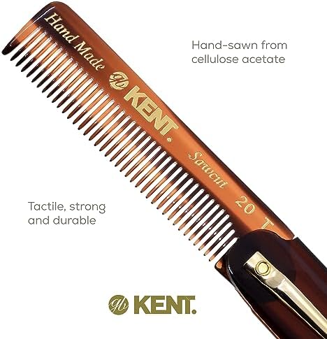 Kent 20T Handmade Folding Pocket Comb for Men, Fine Tooth Hair Comb Straightener for Everyday Grooming Styling Hair, Beard or Mustache, Use Dry or with Balms, Saw Cut Hand Polished, Made in England - Image 5