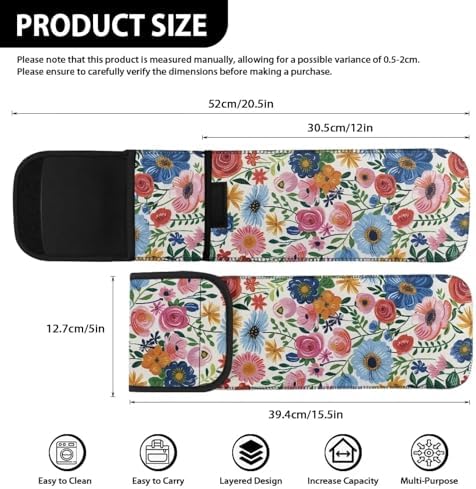 Flashideas Colorful Flowers Flat Iron Case Curling Iron Organizers and Storage with Pocket Heat Resistant Neoprene Curling Iron Holder Universal Curling Iron Cover Sleeve Hot Tools Travel Bag - Image 6
