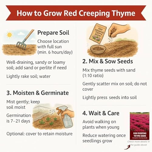 30000 Red Creeping Thyme Seeds, Thymus praecox Cover for Lawns & Gardens - Image 7