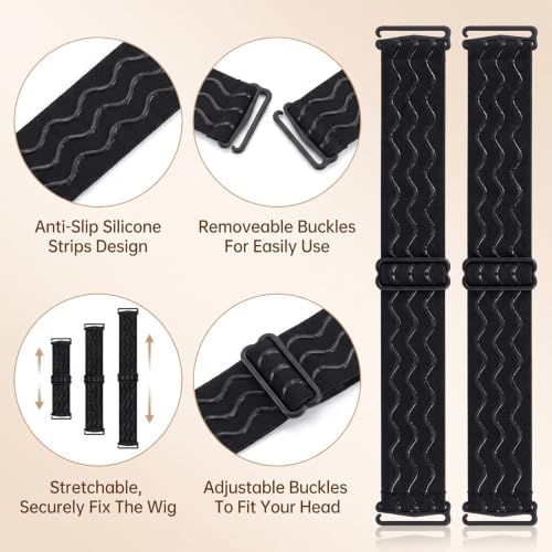 6pcs Adjustable Wig Strap to Secure Black Elastic Bands - Image 3