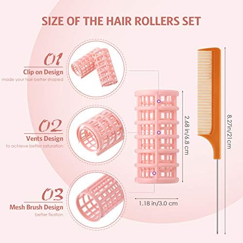 Syhood 12 Pcs 1.1 in Jumbo Plastic Hair Rollers Curlers for Women, Peach - Image 2