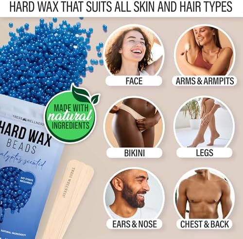 Tress Wellness Award Winning Waxing Kit for Sensitive Skin – Safe for Face & Skin, Easy to Use – At-Home Kit for Face, Bikini, Brazilian & Full Body - Digital Display, Beige - Image 3