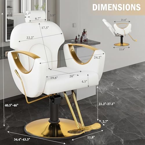 Salon Chair for Hair Stylist, Reclining Hair Salon Chair for Home - Image 3