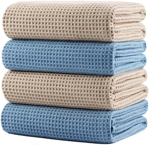 POLYTE 430 GSM Poly Blend Microfiber Quick Dry Waffle Bath Towel, 30x60 in by Polyte