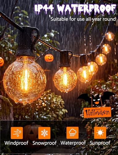 Halloween Orange String Lights, 25Ft G40 Outdoor Halloween Decorations Lights with 27 LED Shatterproof Orange Globe Bulbs, Hanging Patio Lights for Christmas Backyard Holiday Fall Party Garden Decor - Image 3