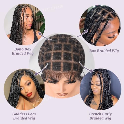 Braided Wig Cap With Human Baby Hair Crochet Wig Cap For Crochet Braids Hair Glueless Double Full Hd Lace Wig Caps For Black Women(#1B Black,69 Sections) - Image 3