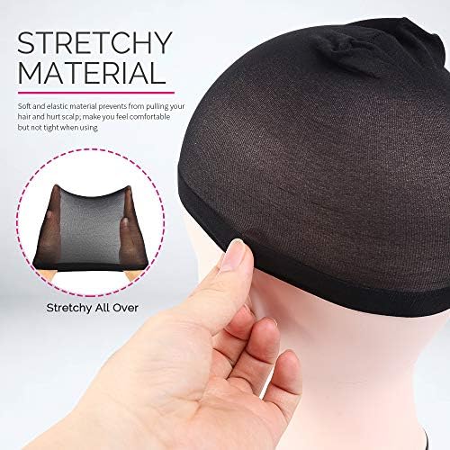 FANDAMEI Wig Cap, Nylon Wig Caps, 4 Pieces Stocking Wig Caps for Women (Black） - Image 3
