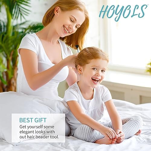 Hoyols 12pcs Quick Topsy Tail Hair Beader for Braiding Beads on Braids, Loop Threader and Braider for Kids Girls, Ponytail Hair Styling Maker Set of 12 - Black - Image 6