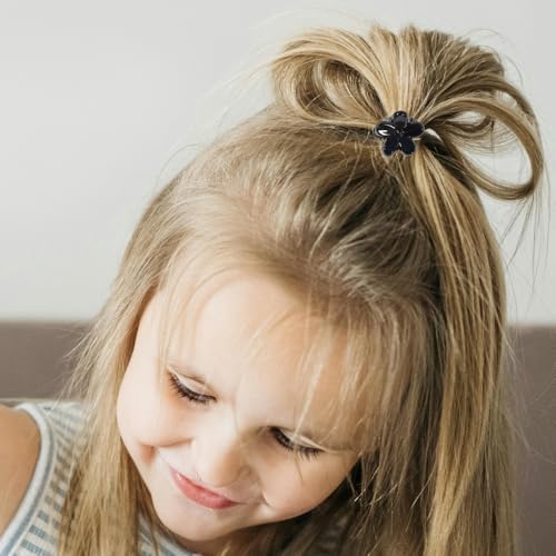 Mini Flower Hair Clip Flower Clips,Colorful Mini Hair Claw,for Women, Girls,Baby, Toddler Bangs Strong Grip Small Tiny Rainbow Hair Clips (50, Black) - Image 7