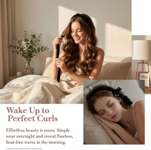 Heatless Curls Overnight, Soft Hair Curlers to Sleep in for Long Hair, Velvet Heatless Hair Curler for Overnight Blowout Waves with Styling Comb - Image 5