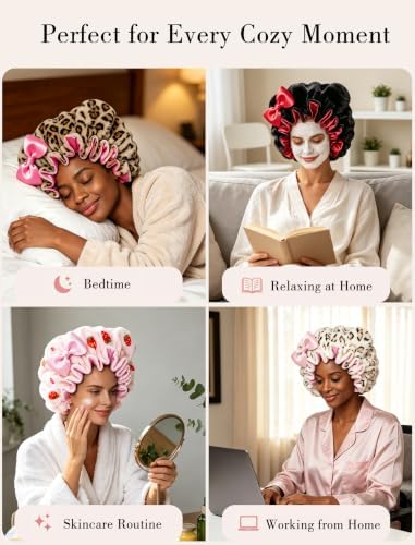 Plush Satin Bonnet for Sleeping with Bow, Cozy Winter Bonnet - Image 6