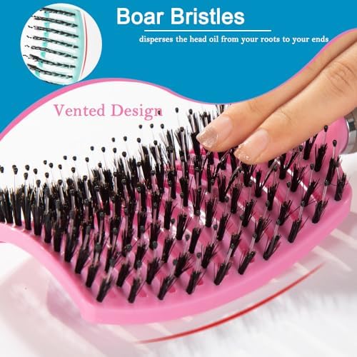 Boar Bristle Hair Brush Set – Wet/Dry Detangler for All Hair Types - Image 4