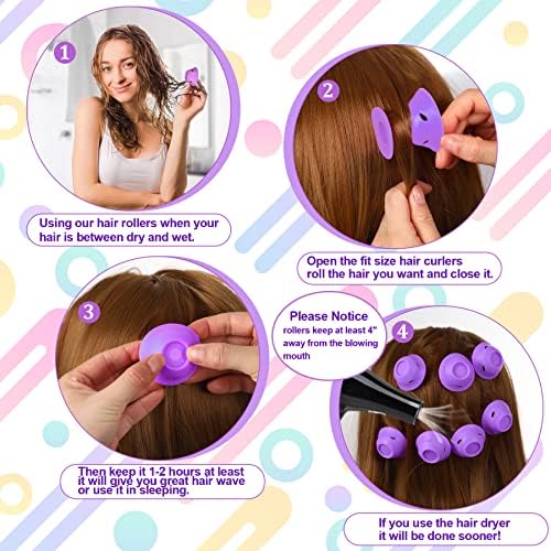 JANYUN 40Pcs Purple Hair Rollers,Silicone Heatless Curlers for Women Girl - Image 3