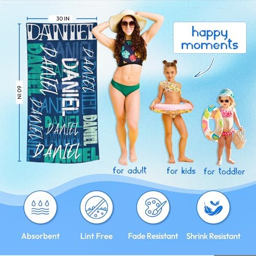 JML Personalized Beach Towel with Name, Custom Beach Towel with Name, Customized Microfiber Pool Towel, Quick Dry & Absorbent Swim Towel for Adult,Anniversary, Birthday, Summer Holiday,Vacation - Image 3