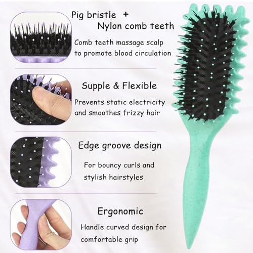 1 PCS Curly Hair Brush, Curl Defining Brush (Green) - Image 2