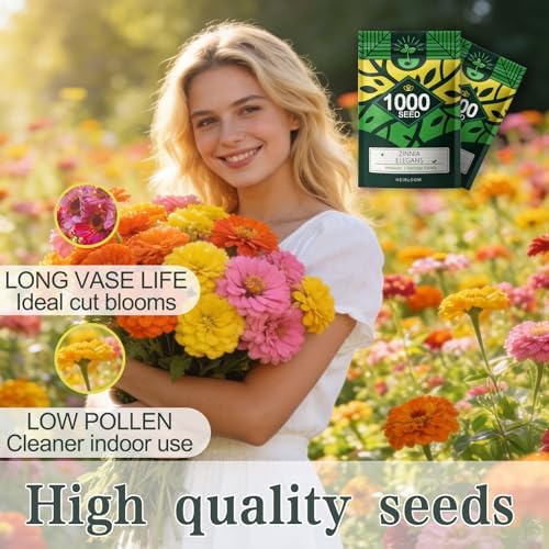 Zinnia Elegans Seeds for Planting Outdoor, 1000 Annual Gardens Flower Seeds - Image 2