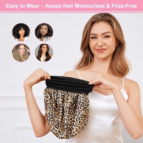 ZHENSILK 3PCS Silk Sleep Bonnet for Women, Large Satin Hair Caps with Elastic Band for Curly Hair and Frizz Control - Image 5