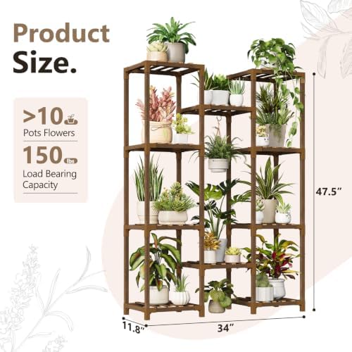 Plant Stand Indoor Outdoor, 10 Tiered Plant Shelf Wood Plant Rack - Image 3