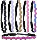 FROG SAC 6 Glitter Headbands for Girls, Adjustable Non Slip Thin Elastic Hair Bands for Kids, Stretch Heart Zig Zag Girl Hair Accessories, Sparkly Headband, Head Band Hairband (Multicolor 2, Kids) by FROGSAC