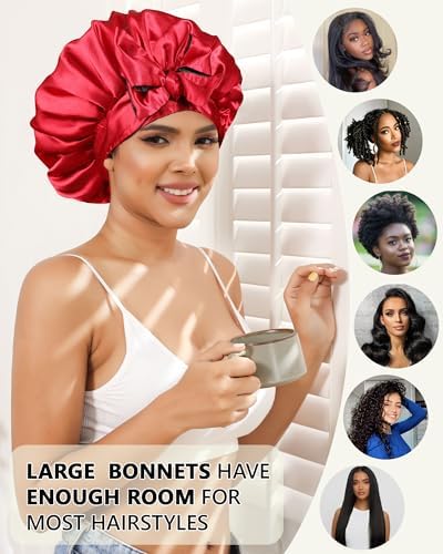 AWAYTR Double Layer Satin Bonnet for Women, Reversible Sleep Hair Wrap - Image 6