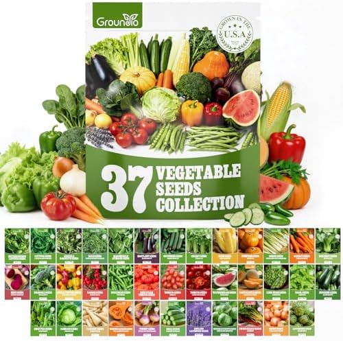 Groundio 40,000+ Heirloom Seeds Kit, 37 Vegetable Seeds Individual Pack - Non GMO for Planting Vegetables, Fruit and Herbs, Outdoor Garden Seeds for Indoor & Outdoor Garden Planting by Groundio