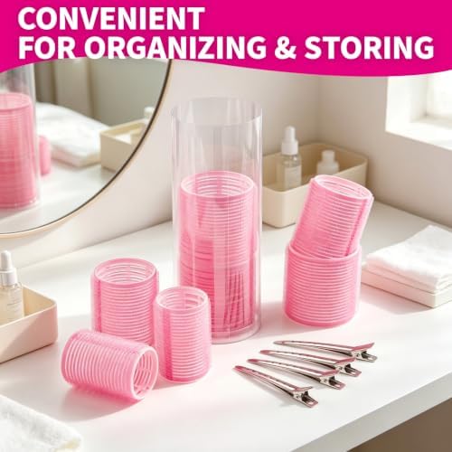 Teenitor 18pcs Hair Rollers Set Pink Hair Rollers for Women and Hair Clips - Image 6