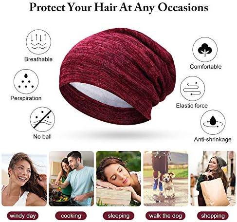 SATINIOR 4 Pcs Satin Lined Sleep Cap - Image 4