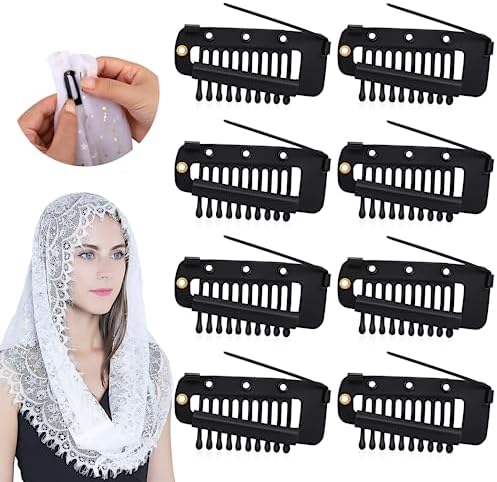 Vodolo Chunni Clips with Safety Pins,8 PCS Strong Chunni Grip Dupatta Setting Clips Indian for Woman Black by Vodolo
