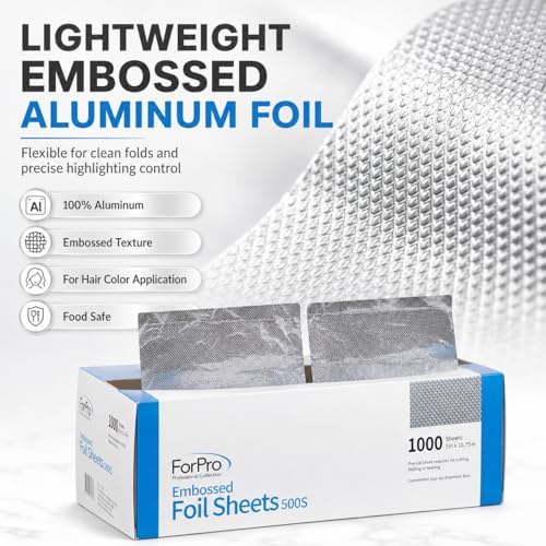 ForPro Professional Embossed Pop-Up Hair Foil Sheets for Salon Hair Color & Highlights, Pre-Cut Aluminum Foils, Non-Slip Embossed Texture, 5" W x 10.75" L, 1000 Count - Image 4