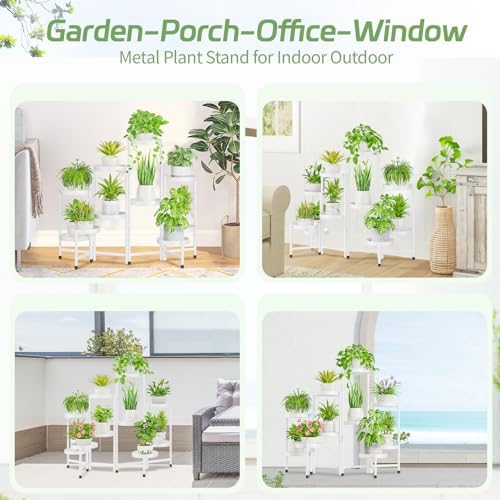 iDavosic.ly Plant Stand Indoor Outdoor, 10 Tier Metal Corner Shelf, White - Image 3