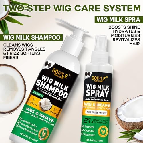 Wig Head Stand with Wig Brush Comb Set Travel Wigs Holder Comb Set for Women Human and Synthetic Hair | 2in 1 Wig Milk Spray & Shampoo Hydrates & Moisturizes, Promotes Silkiness & Shine Easy Combing - Image 7