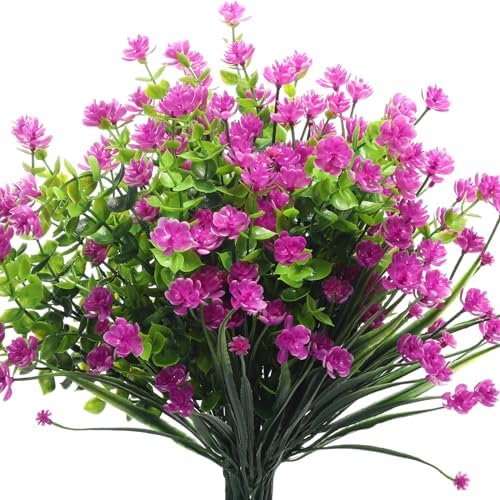 WILLBOND 12 Bundles UV Resistant Faux Flowers, Fuchsia by Willbond+Technology+Limited