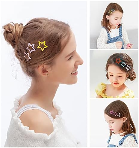 KUBOM 100 Pcs Candy Color Hair Clips,Colorful Hair Barrette Metal Cute Snap Hair Clips for Girls, Toddlers, Kids (Animals Fruits Crowns Stars) - Image 4