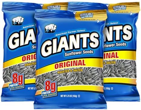 GIANTS Original Sunflower Seeds - Bulk, Lightly Salted for Eating, High Protein Snack with 8g Protein Per Serving - 5.75 Oz Bags (Pack of 3) by GIANTSNACKS