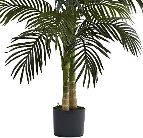 Nearly Natural 4 ft Artificial Golden Cane Palm Tree with Nursery Pot - Image 6