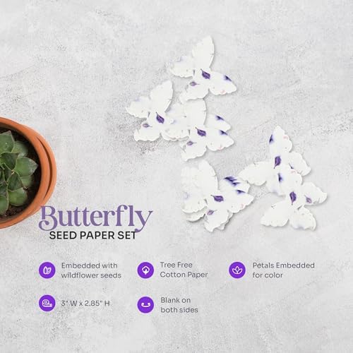Wildflower Seed Paper - Set of 24 Purple Butterfly-Shaped with Envelope and Planting Instruction, Writable & Plantable Gift for Mom and Plant Lover, Ideal for Wedding, Memorial, Baby Shower - Image 4