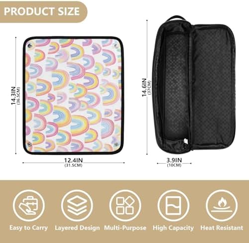 Hair Tools Travel Bag with Heat Resistant Mat Detachable 2-in-1 Curling Iron Travel Case Hot Tools Organizer for Straightener Flat Iron Gradient Cute Rainbows - Image 4