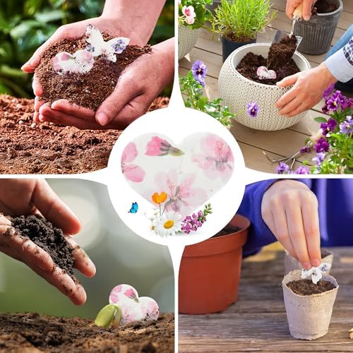 48PCS Plantable Seed Paper Hearts & Butterflies – Wildflower Embedded Paper, Unique Gifts for Mothers, Garden Lovers, Weddings, Bridal Showers, Birthdays & Special Celebrations - Image 3