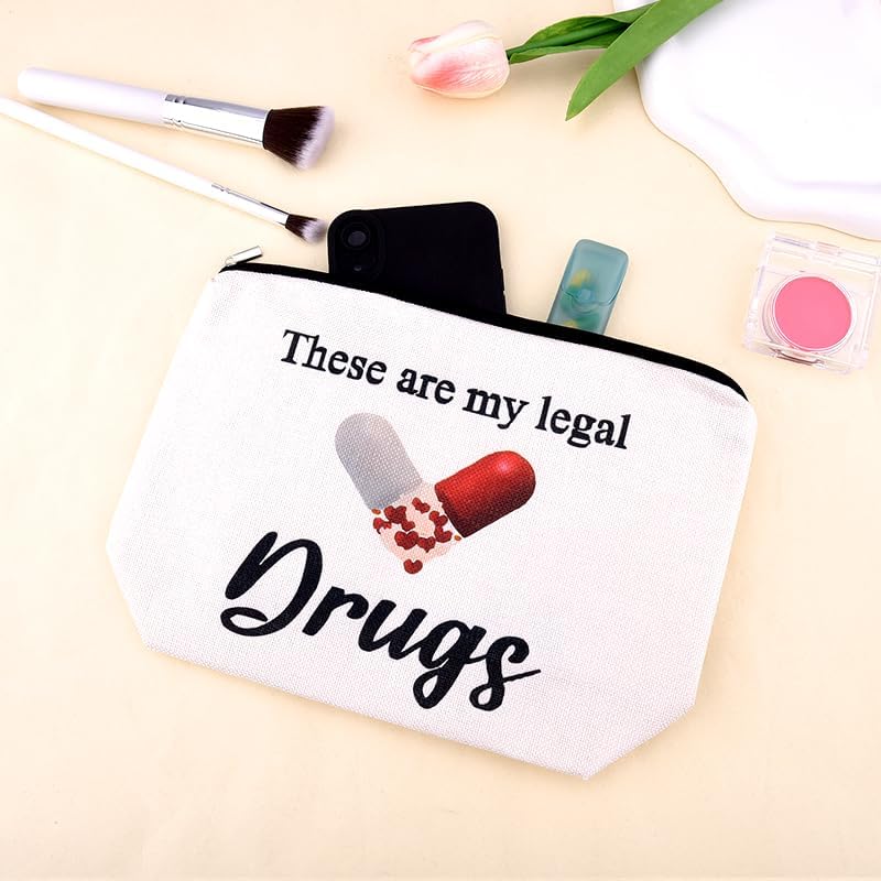 Funny Medicine Make Up Bag for Women Novelty Drug Gag Gift Pouch Fun Small Nurse Christmas Presents Birthday Retirement Gift for Doctor from Patient Zipper Pouches for Medical Supplies Pharmacist Bag - Image 7