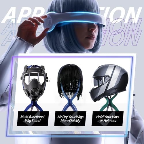 Dreamlover Wig Stand, Collapsible Wig Head, 3 Pack, Blue, Green, Purple - Image 5