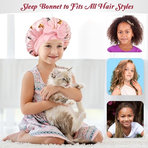 Silk Bonnet for Kids, Satin Hair Bonnet for Sleeping with Tie Band - Image 3