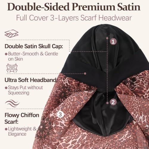 Ababalaya Satin Lined Head Wrap Chemo Headwear for Women - Image 2