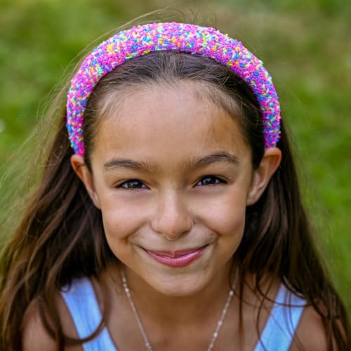 FROG SAC Sprinkle Headbands for Girls, Purple Padded Confetti Head Band for Kids, Thick Puffy Hair Bands for Children, Wide Little Girl Hairband Hair Accessories - Image 2