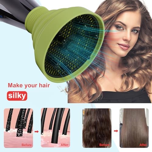 Universal Collapsible Hair Dryer Diffuser Attachment-Foldable Portable Travel and Easy Storage Hair Diffuser Fit Most Hair Dryers with Nozzle Diameter D-1.575Inch to 1.968 Inch (4-5cm)- Green - Image 6